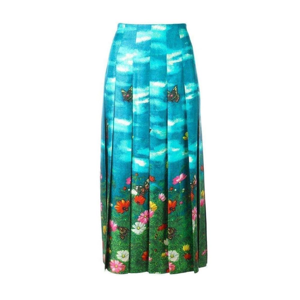 Gucci - Garden Print Pleated Silk Skirt - IT 36